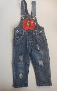 Grinch Distressed Overalls Jumper Girls Boys