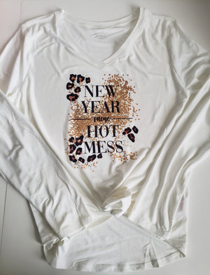 New Year Same Hot Mess Ladies Shirt Girls Shirt