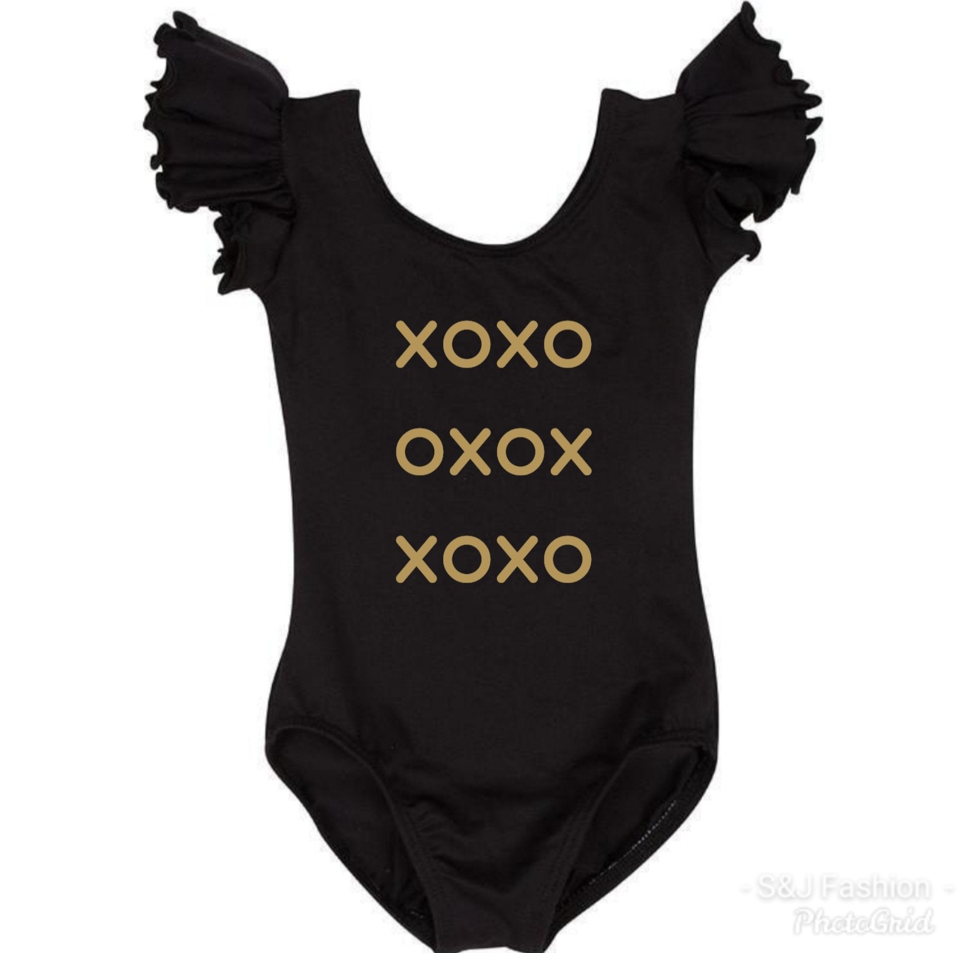 Girls Flutter Leotard Leo's Valentine's XOXO