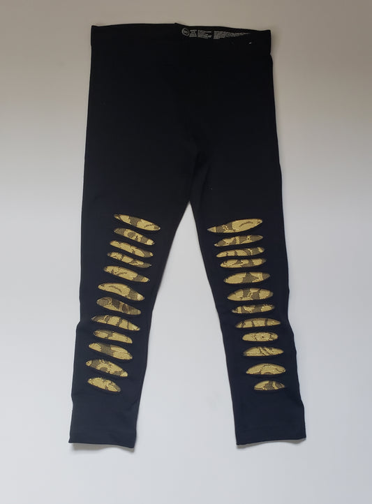 Gold Lace Shredded Leggings