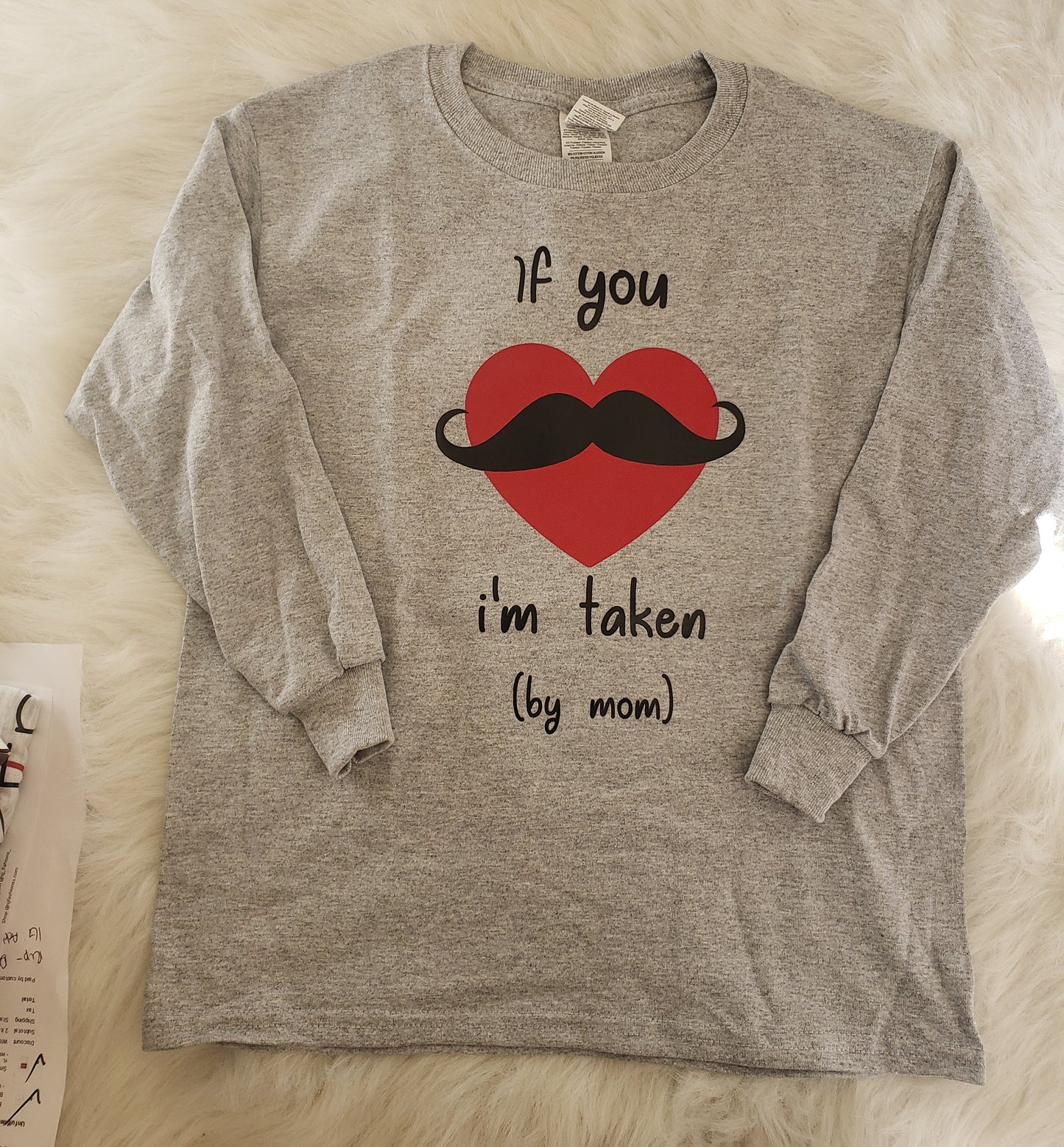 If you mustache know I'm taken by mom Valentine's Boys Shirt