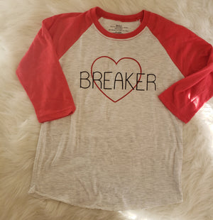 Heartbreaker Valentine's Raglan Boys Shirt Girls Shirt