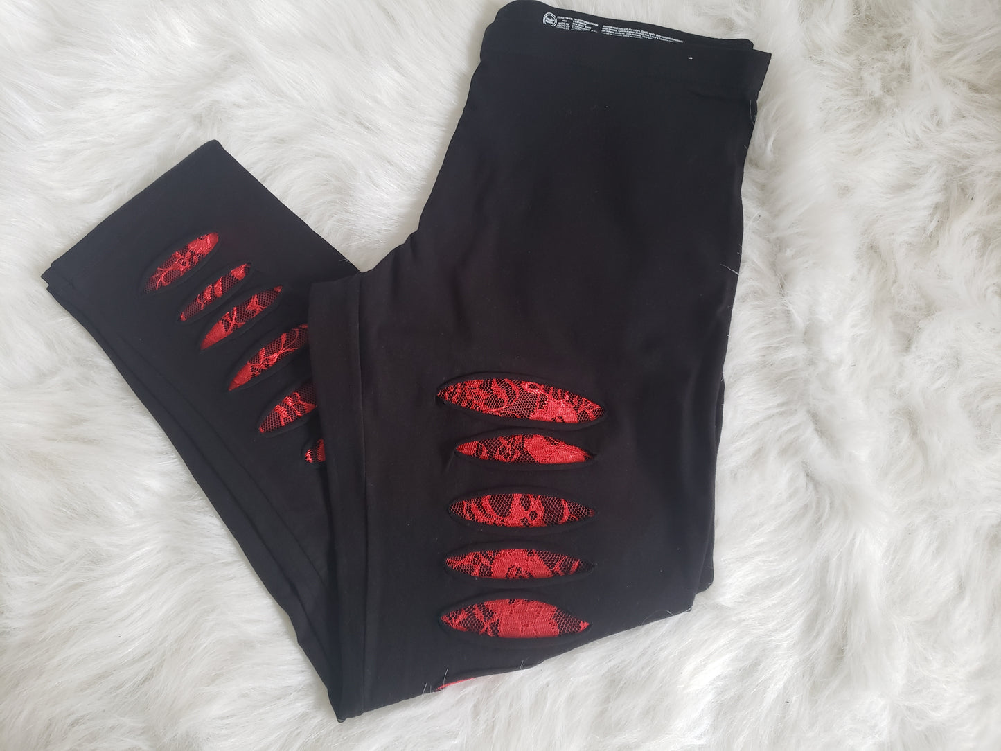 Red Lace Shredded Leggings
