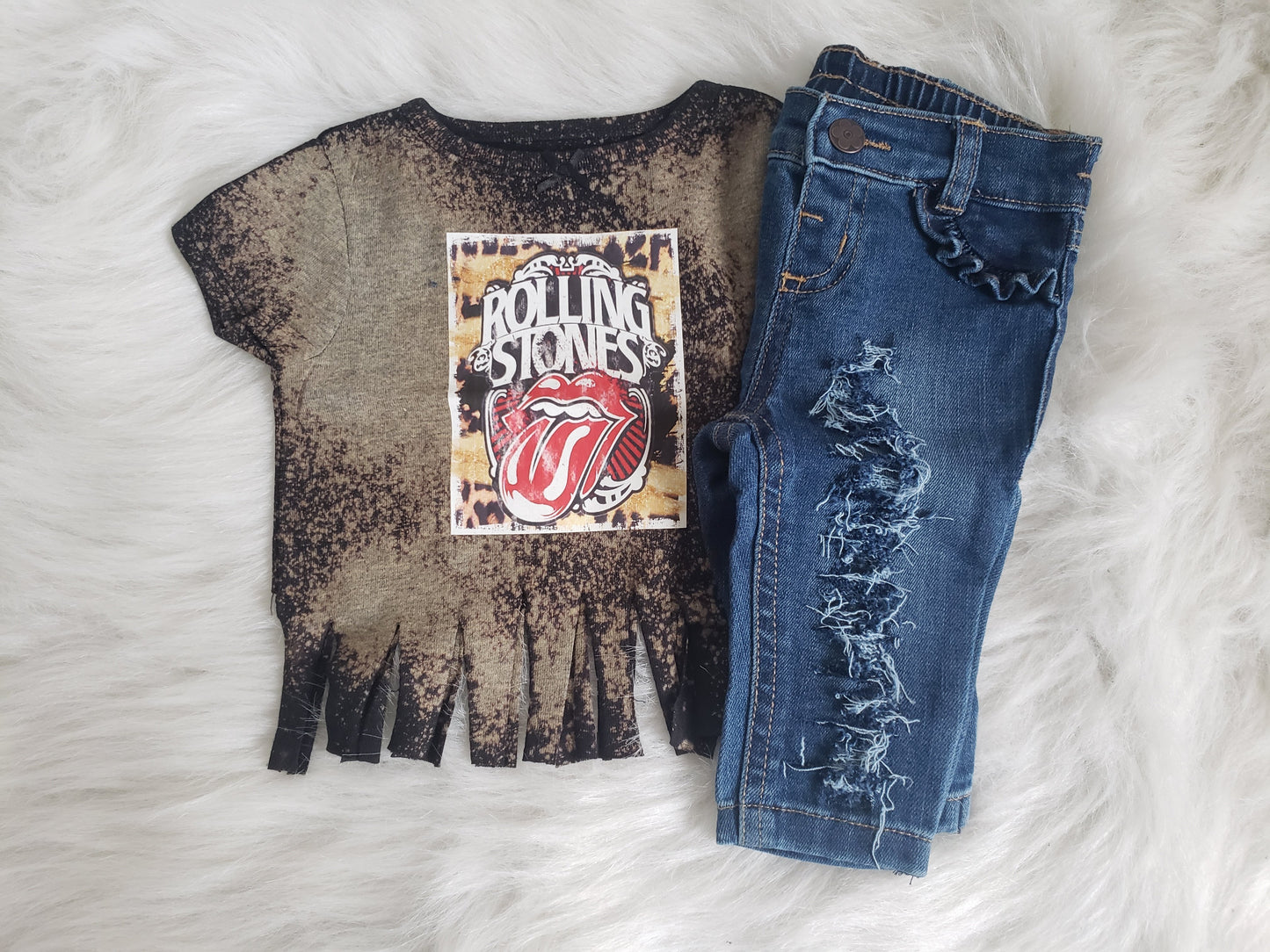 Rock n Roll Rolling Stones Fringe Acid Shirt Girls Shirt