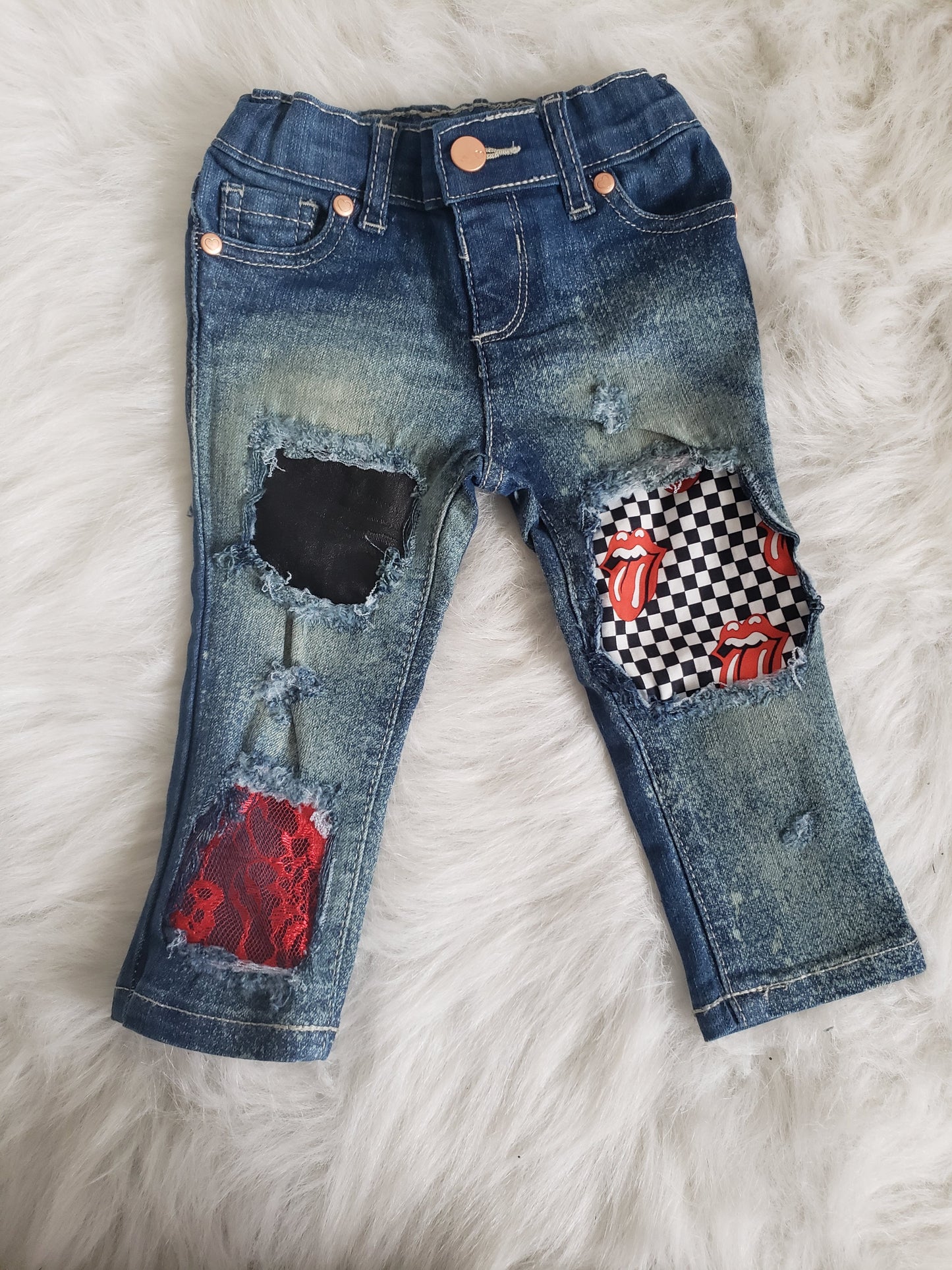 Rolling Stones Girls Distressed Jeans Rock n Roll