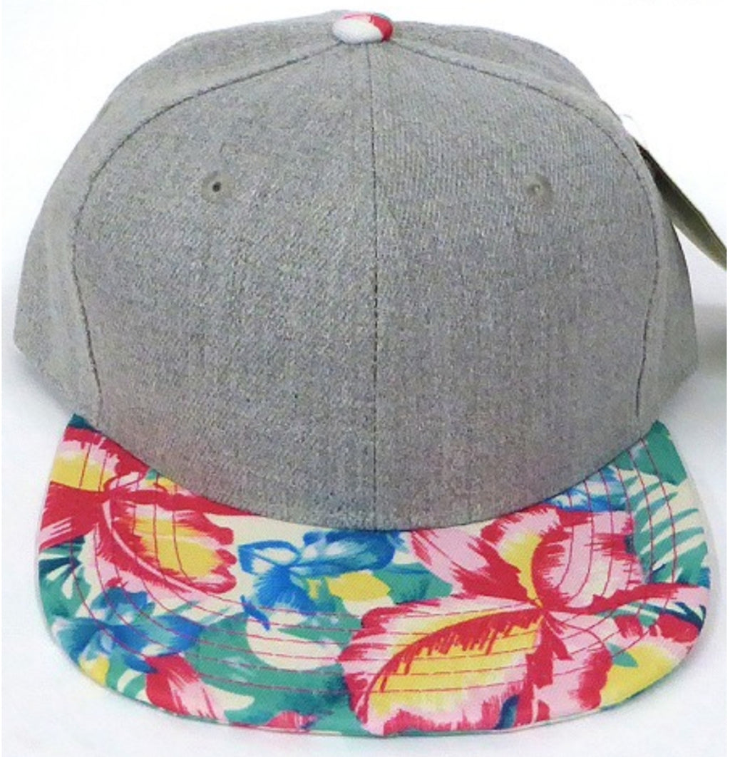 Khaki Tone Hibiscus Summer Snapback