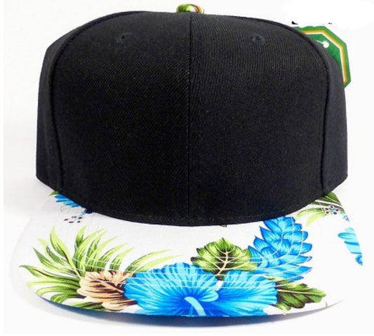 Blue Hawaiian Hibiscus Flower Summer Snapback