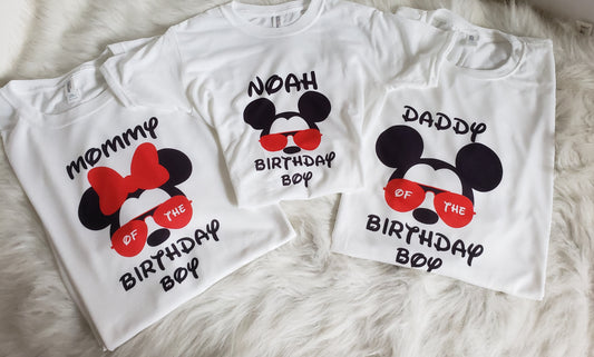 Family Birthday Shirts Minnie and Mickey Adults Mommy or Daddy of the Birthday Shirt Mens Shirt