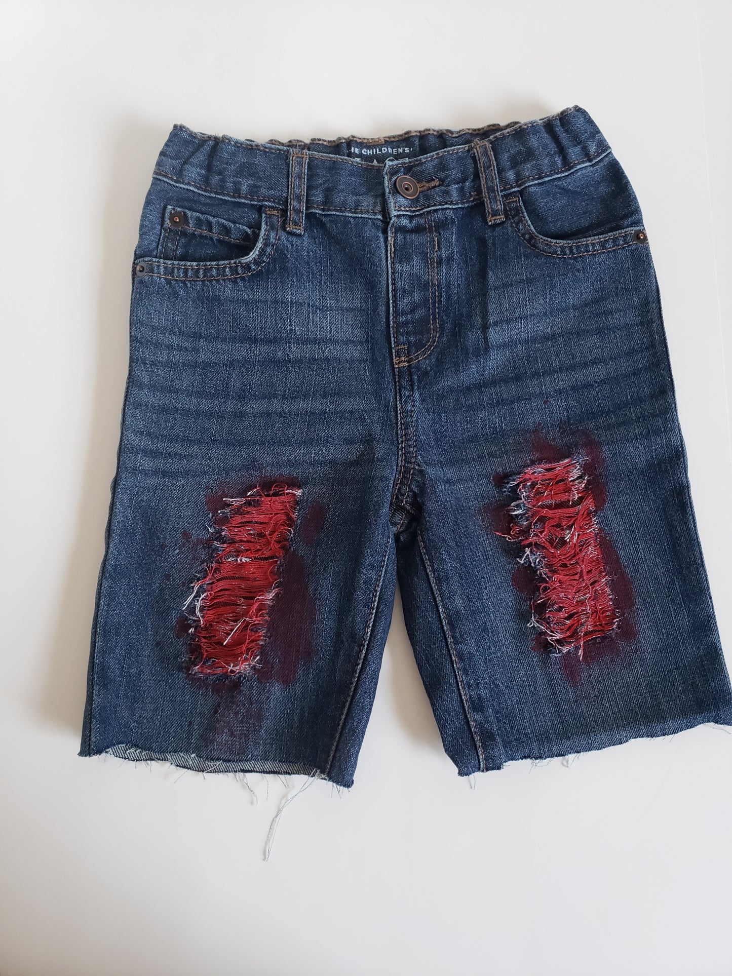 Red Boys Distressed Jeans Shorts