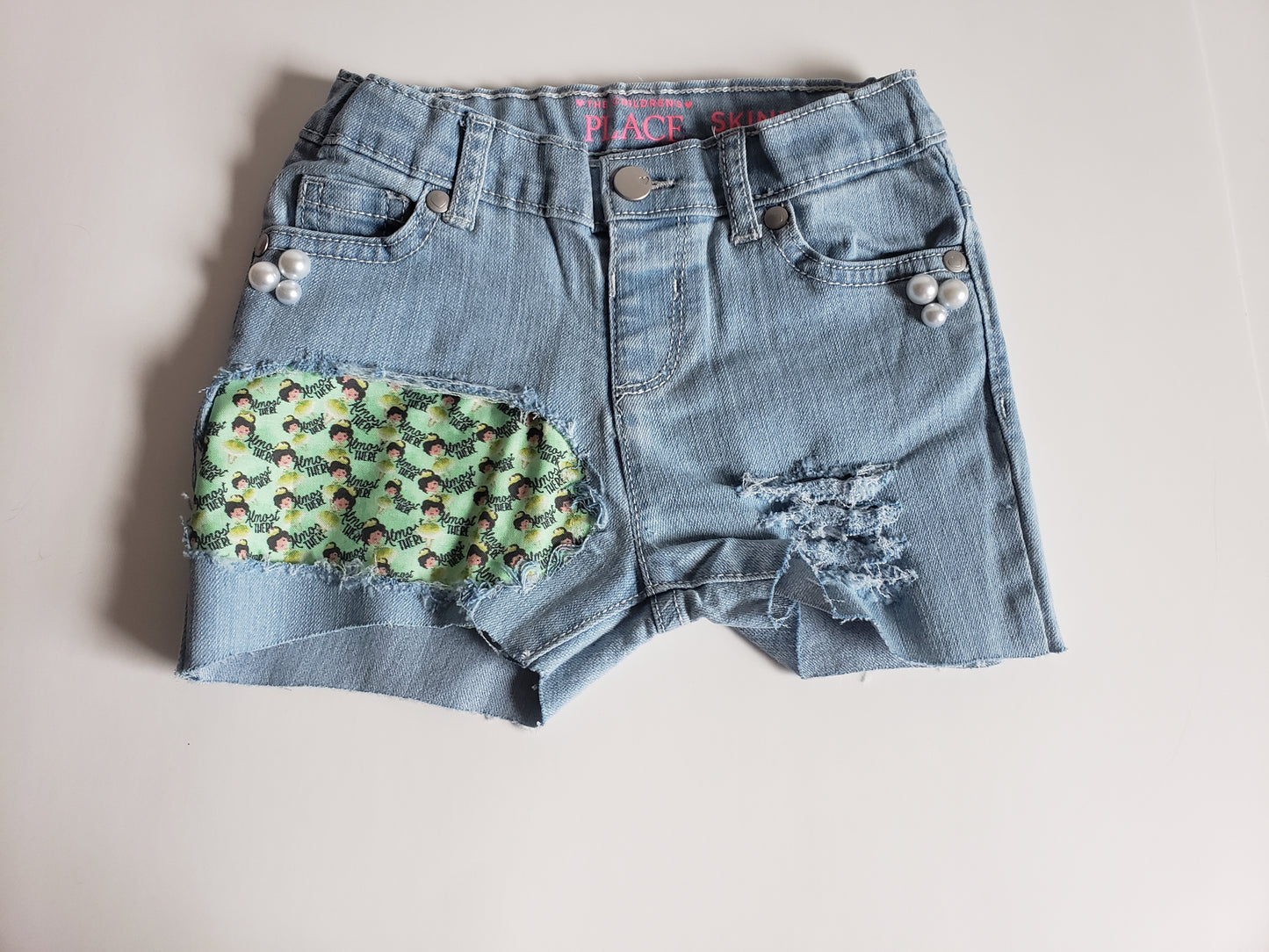 Disney Princess Tiana Girls Distressed Jeans Shorts Denim