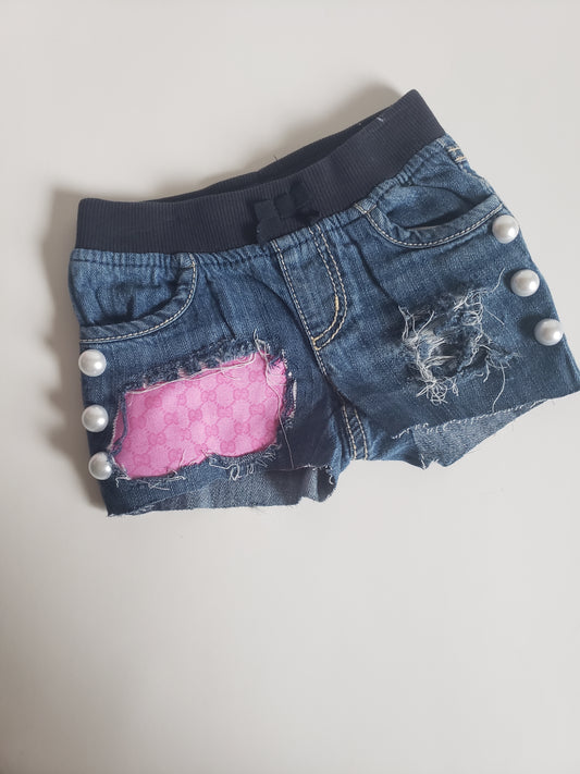 Pink Gucci Girls Distressed Jeans Shorts Designer