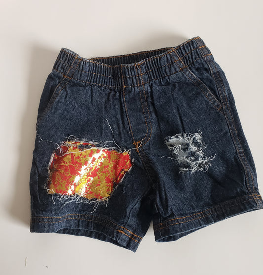 Red Crakle Boys Distressed Jeans Shorts urban