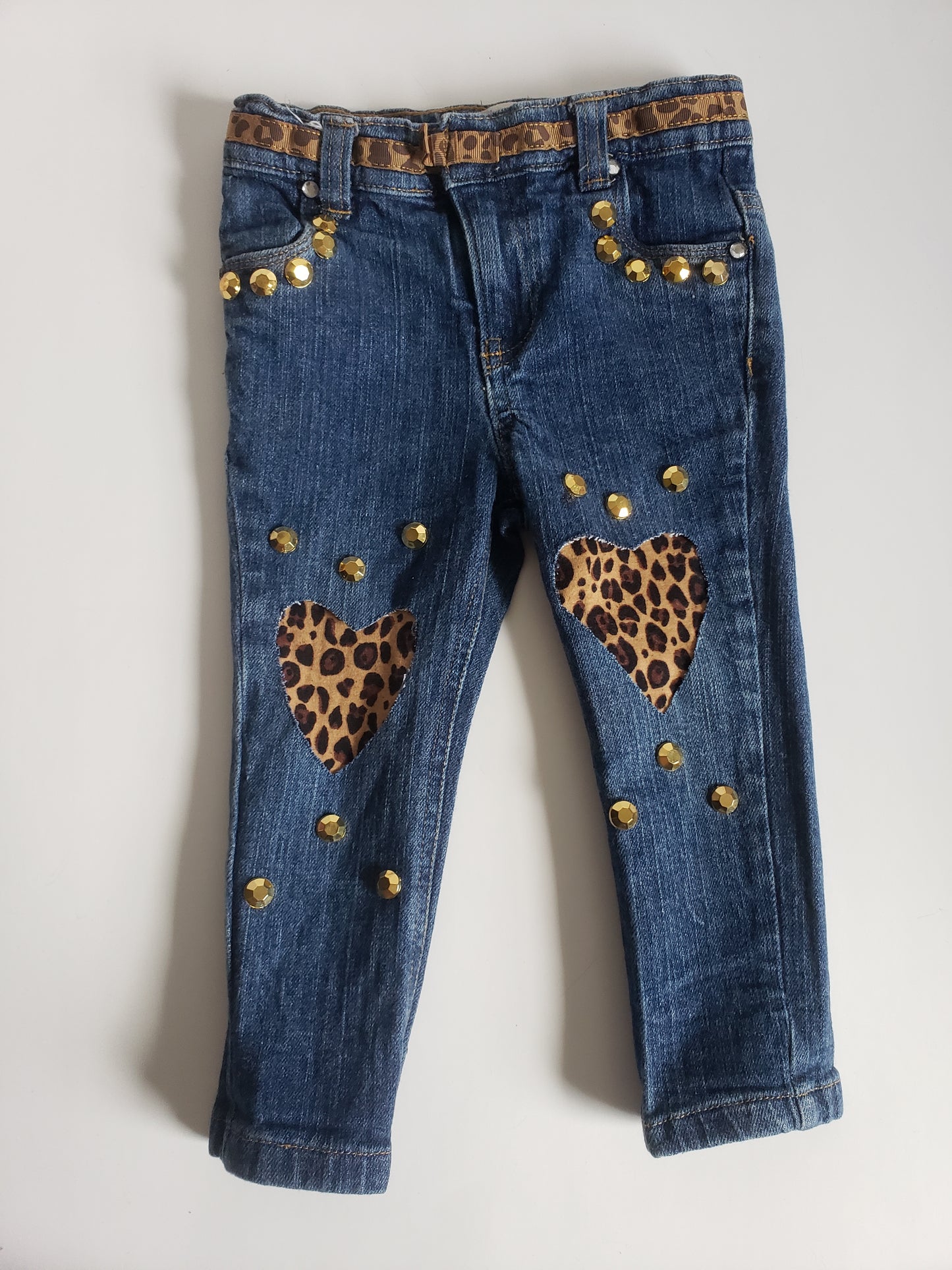 Cheetah Heart Jeans Girls Distressed Jeans