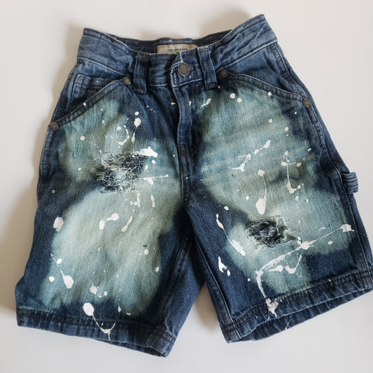 White Paint Splattered Acid Boys Distressed Jeans Shorts