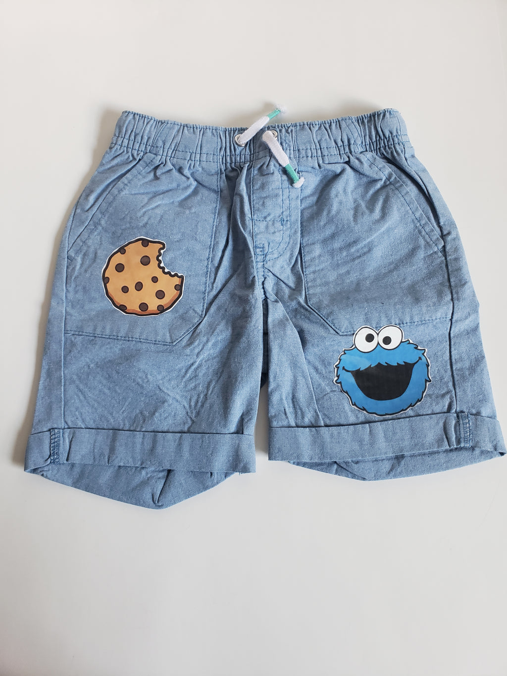 Sesame Street Cookie Monster Boys Distressed Jeans Shorts