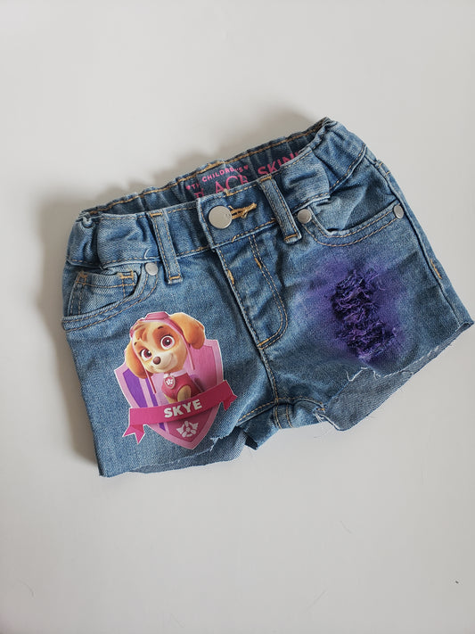 Paw Patrol Skye Girls Distressed Jeans Shorts