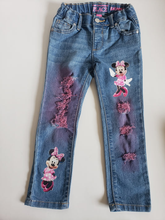 Minnie Mouse Girls Distressed Jeans