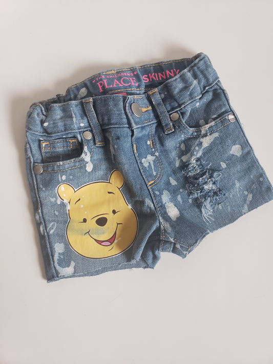 Winnie the Pooh Girls Distressed Jeans Shorts
