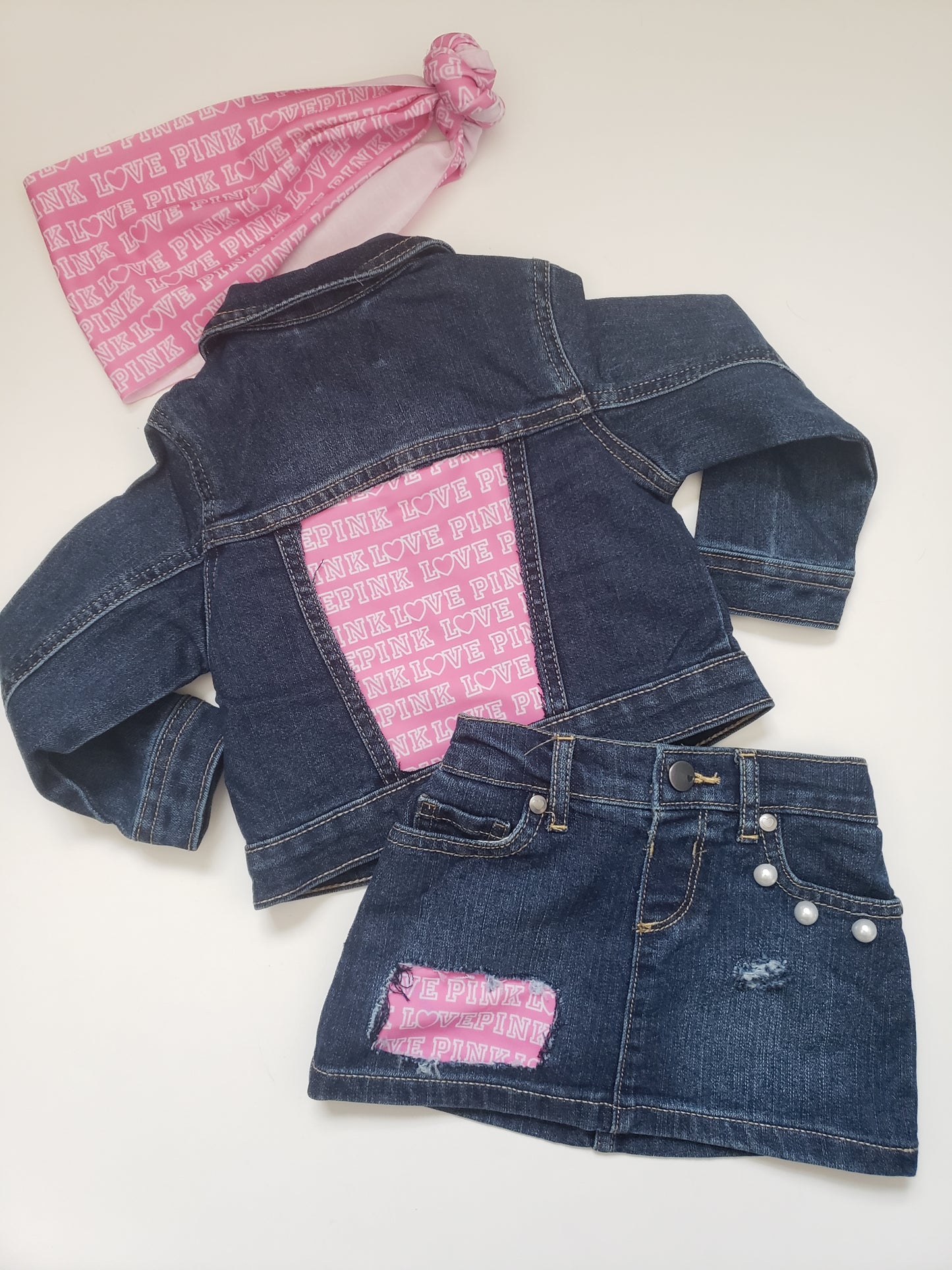 VS Pink Denim Outfit Sets Girls