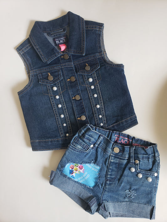 Baby Shark Denim Outfit Sets Girls