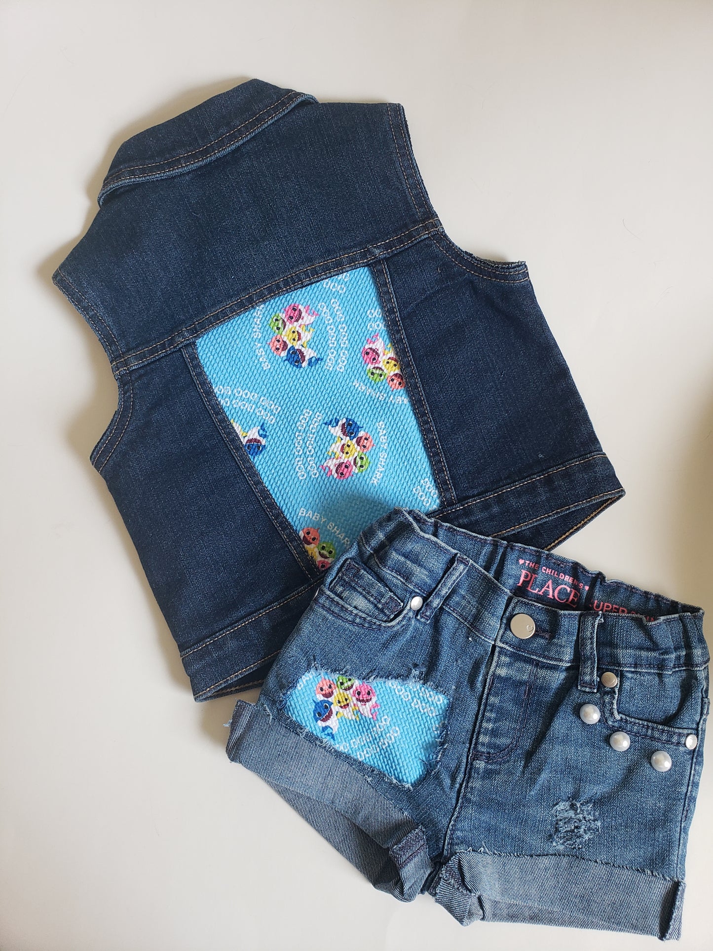 Baby Shark Denim Outfit Sets Girls