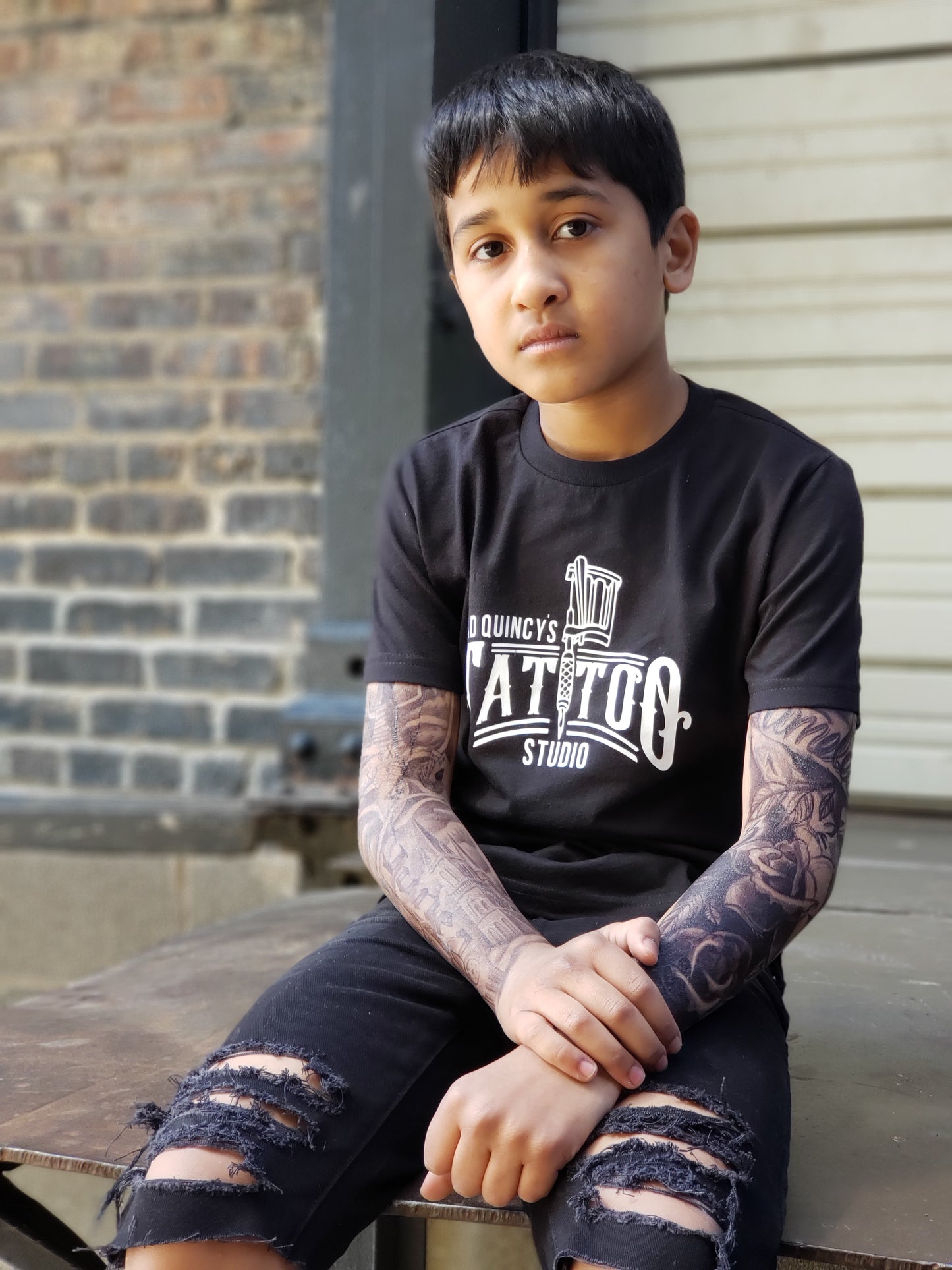 Black Boys Distressed Jeans Shorts