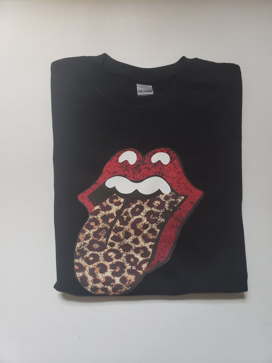 Rolling Stones Leopard Tongue  Rock n Roll Ladies Shirt