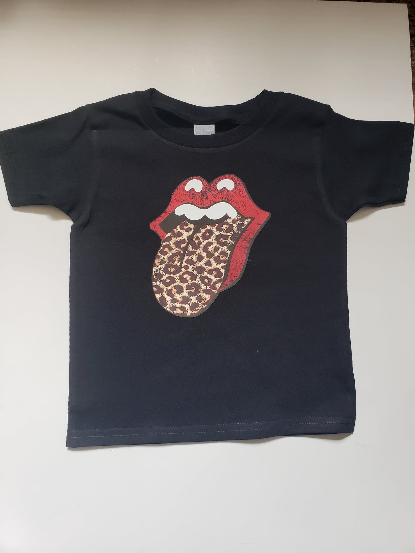 Rock n Roll Rolling Stones Leopard Tongue Girls Shirt