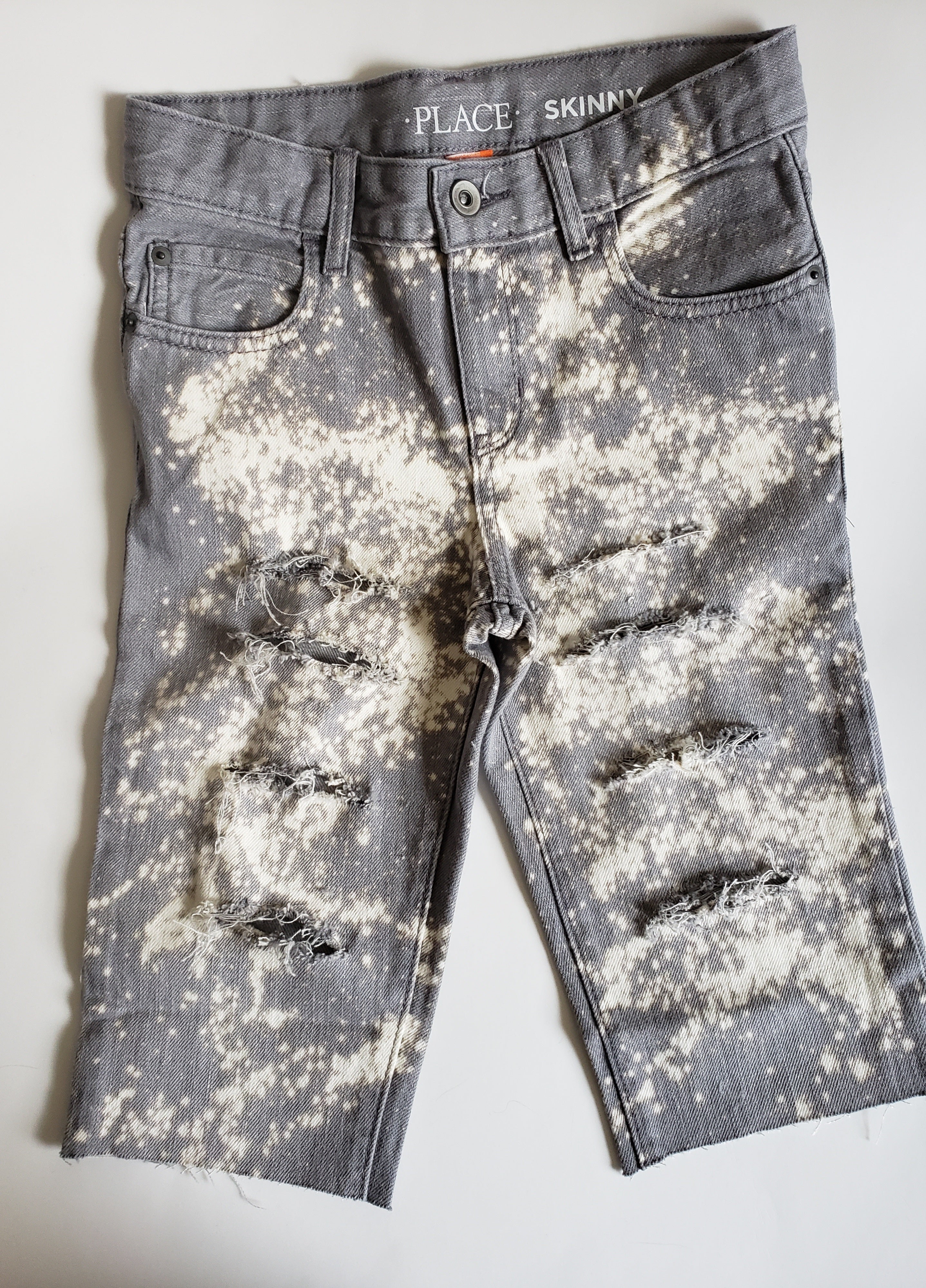 Grey Acid Boys Distressed Jeans Shorts urban