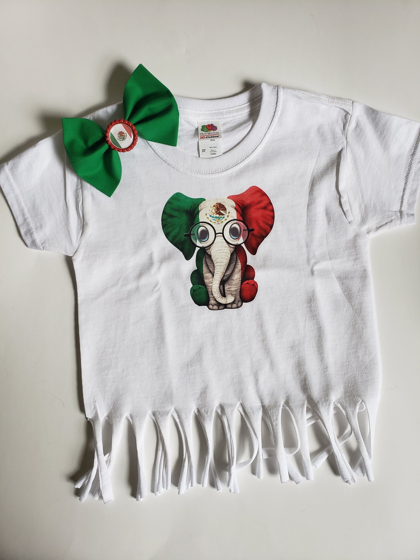 Elephant Mexican Flag Girls Shirt