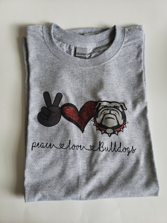 Peace Love Bulldogs  Ladies Shirt