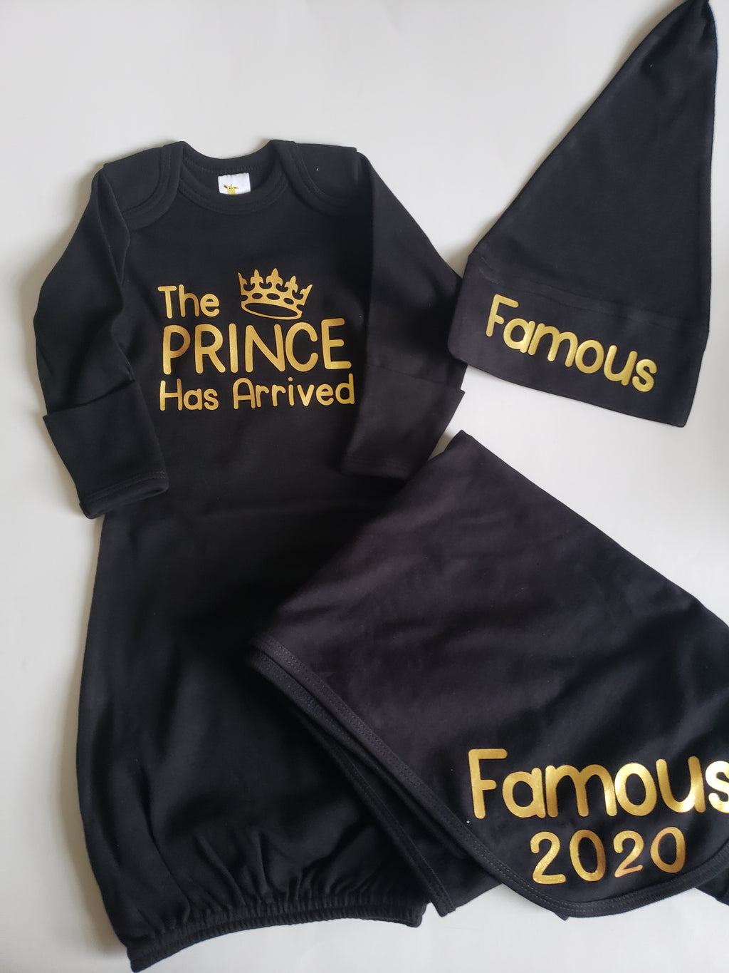 The Prince Has arrived Going Home Baby Newborn Gowns only