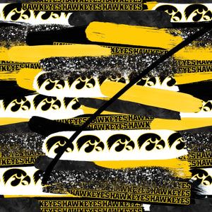 Glitter Hawkeyes Football Brushstrokes Handmade