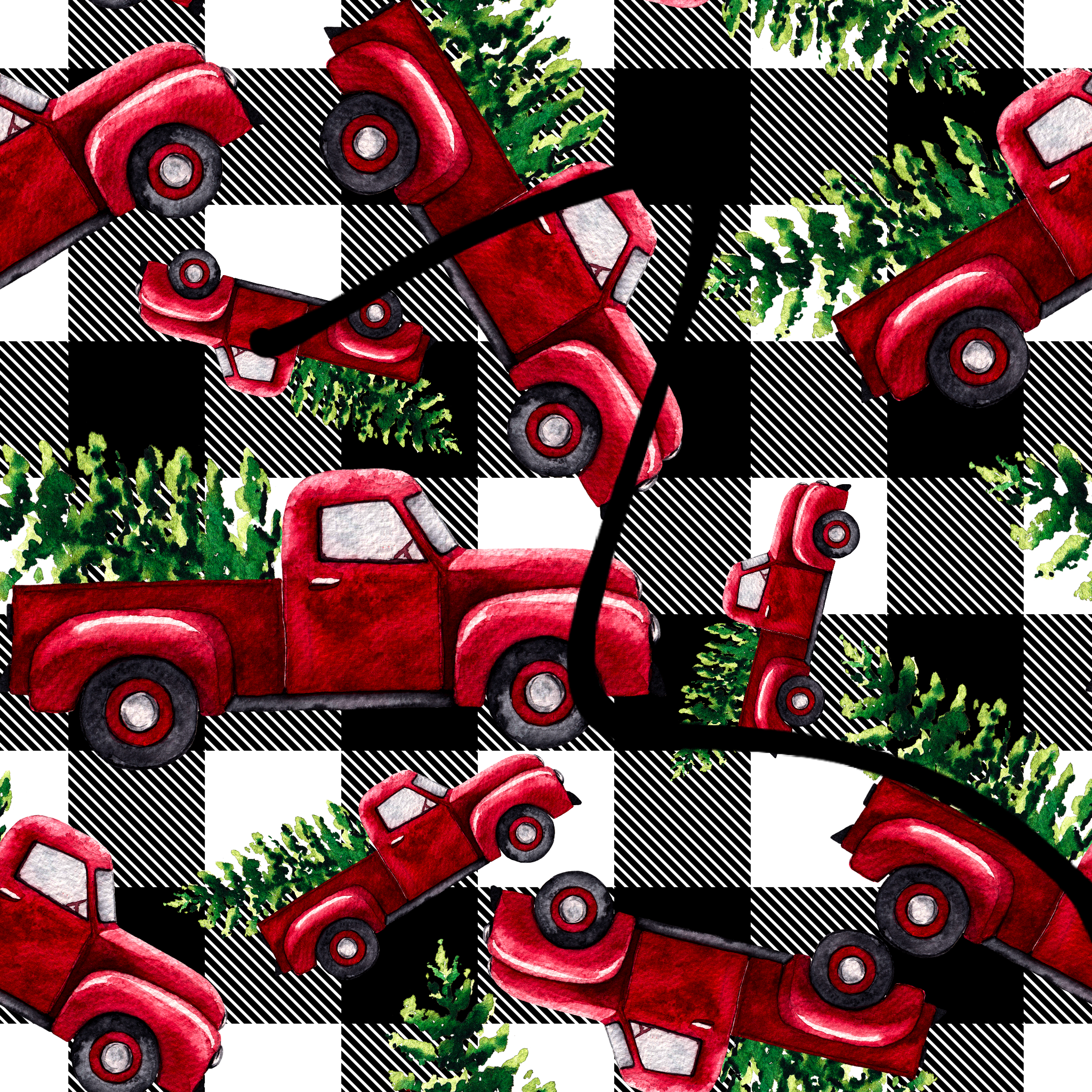 Buffalo Plaid Trucks Christmas Handmade