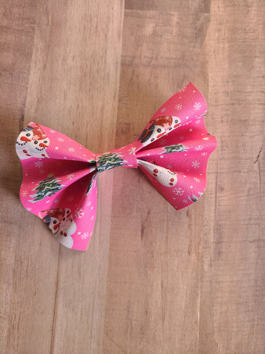 RTS Christmas Pink Snowman Bow