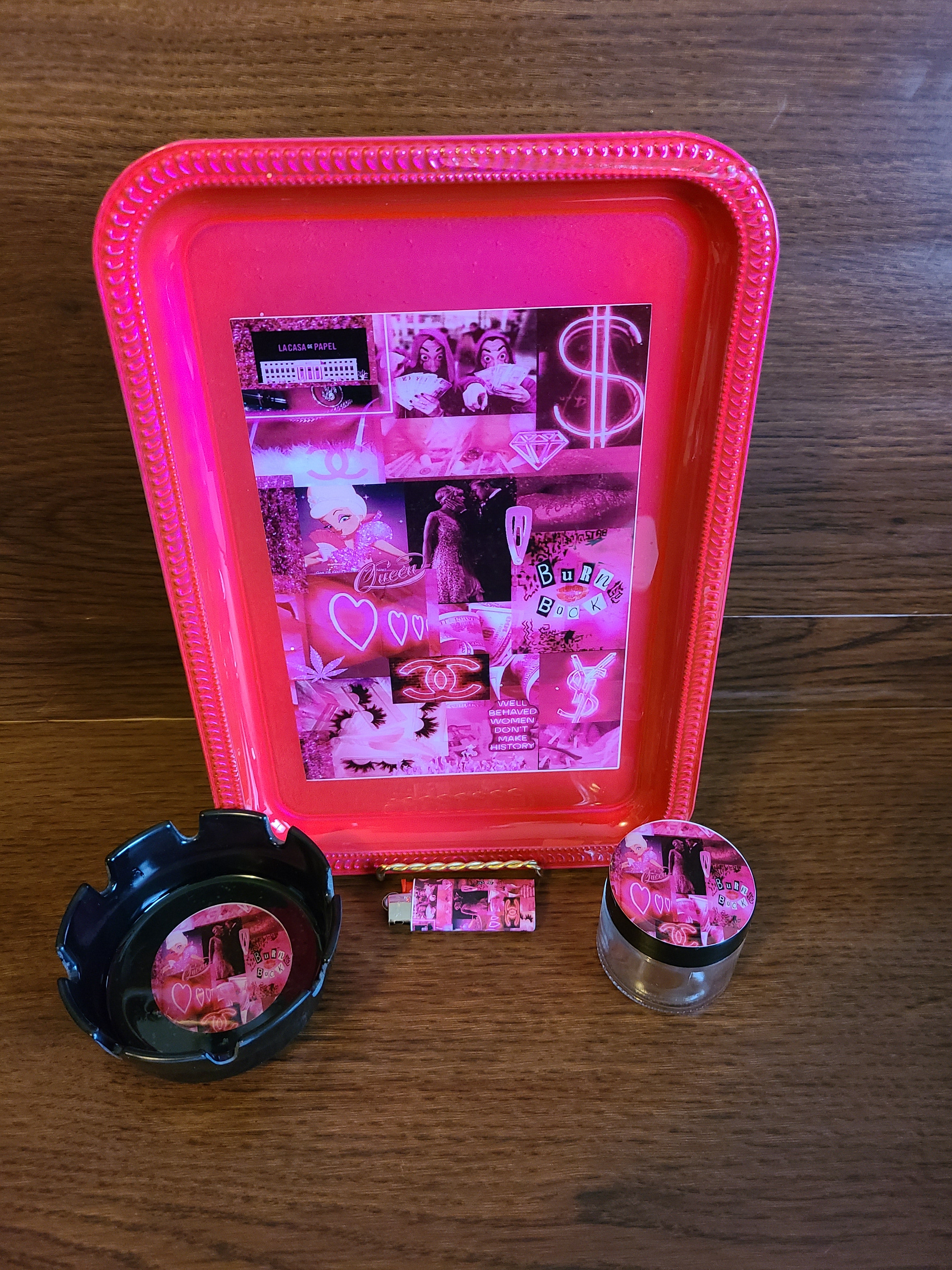 Pink Aestheic Rolling Trays 4pc