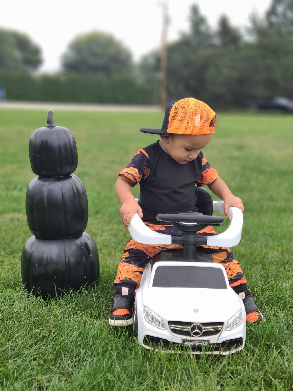 Black & Orange Trucker Snapback Hat