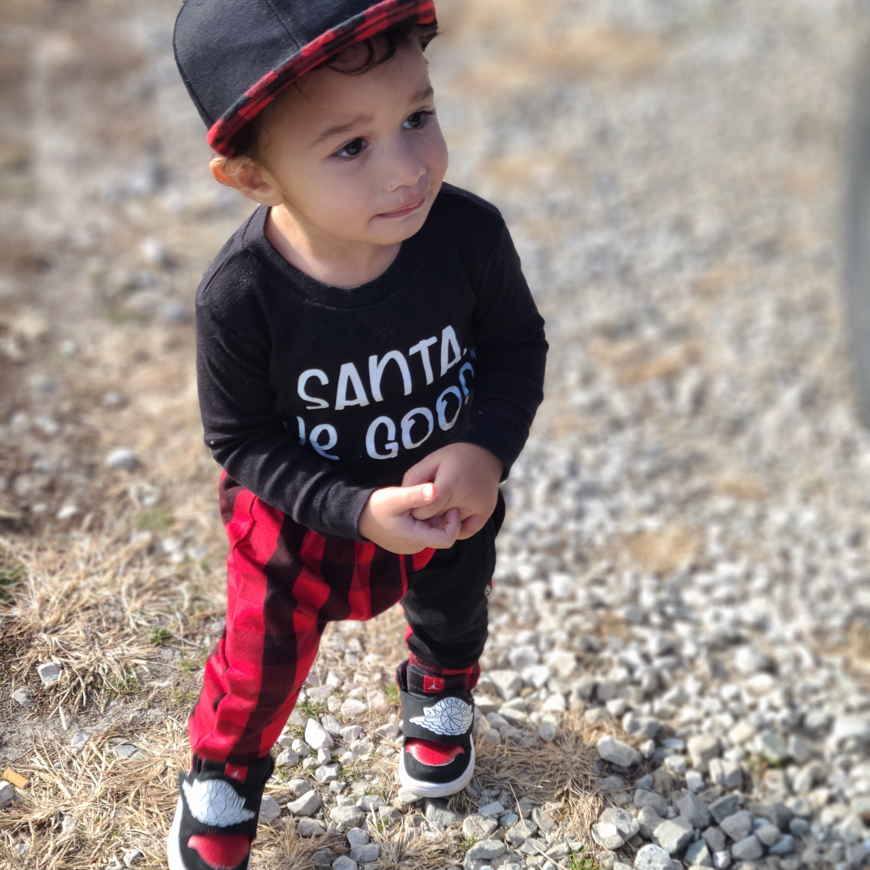 Black & Red Buffalo Plaid Snapback Hat