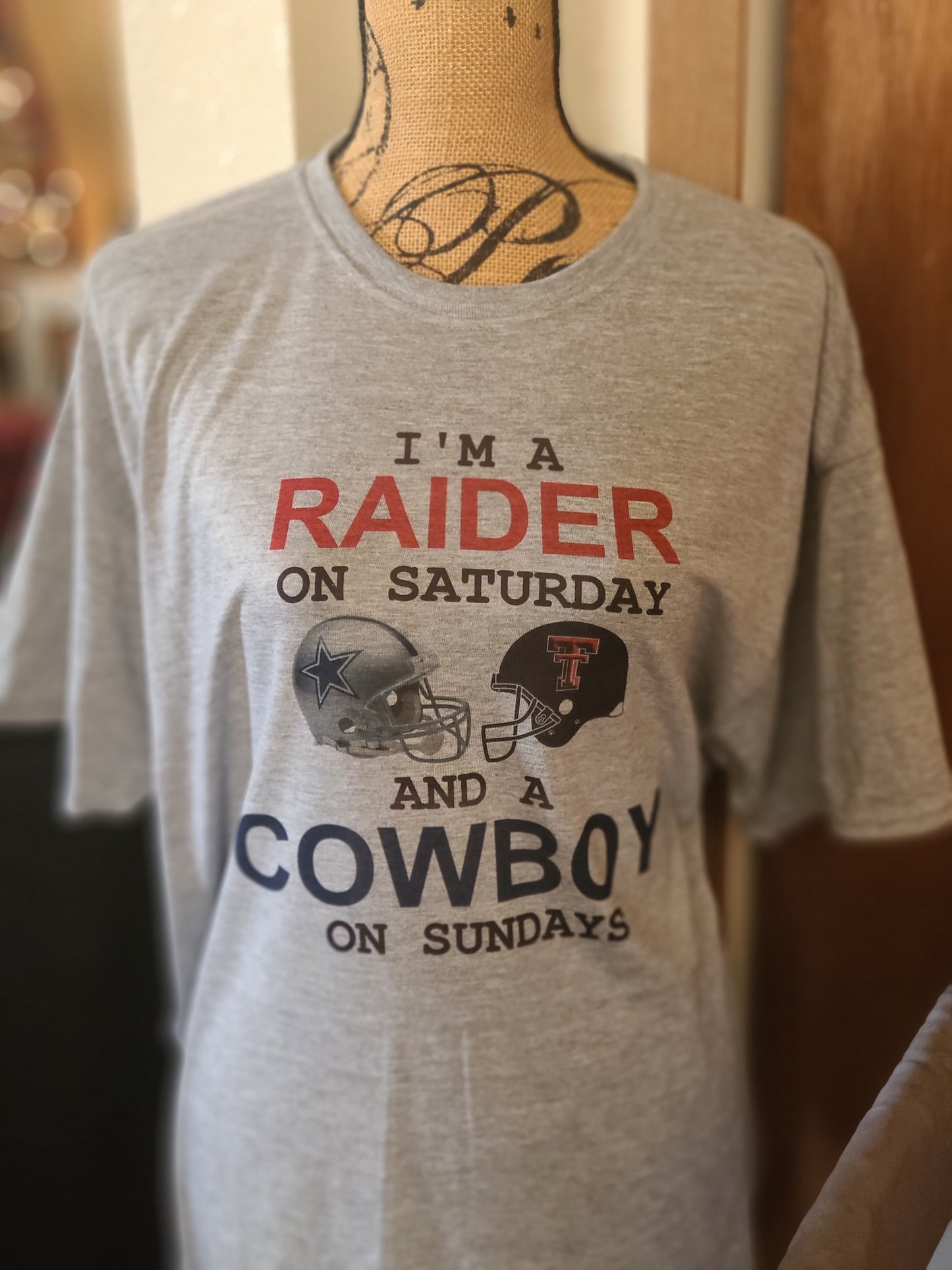 I'm A Raider on Saturday Cowboy on Sunday Ladies Shirt Mens Shirt