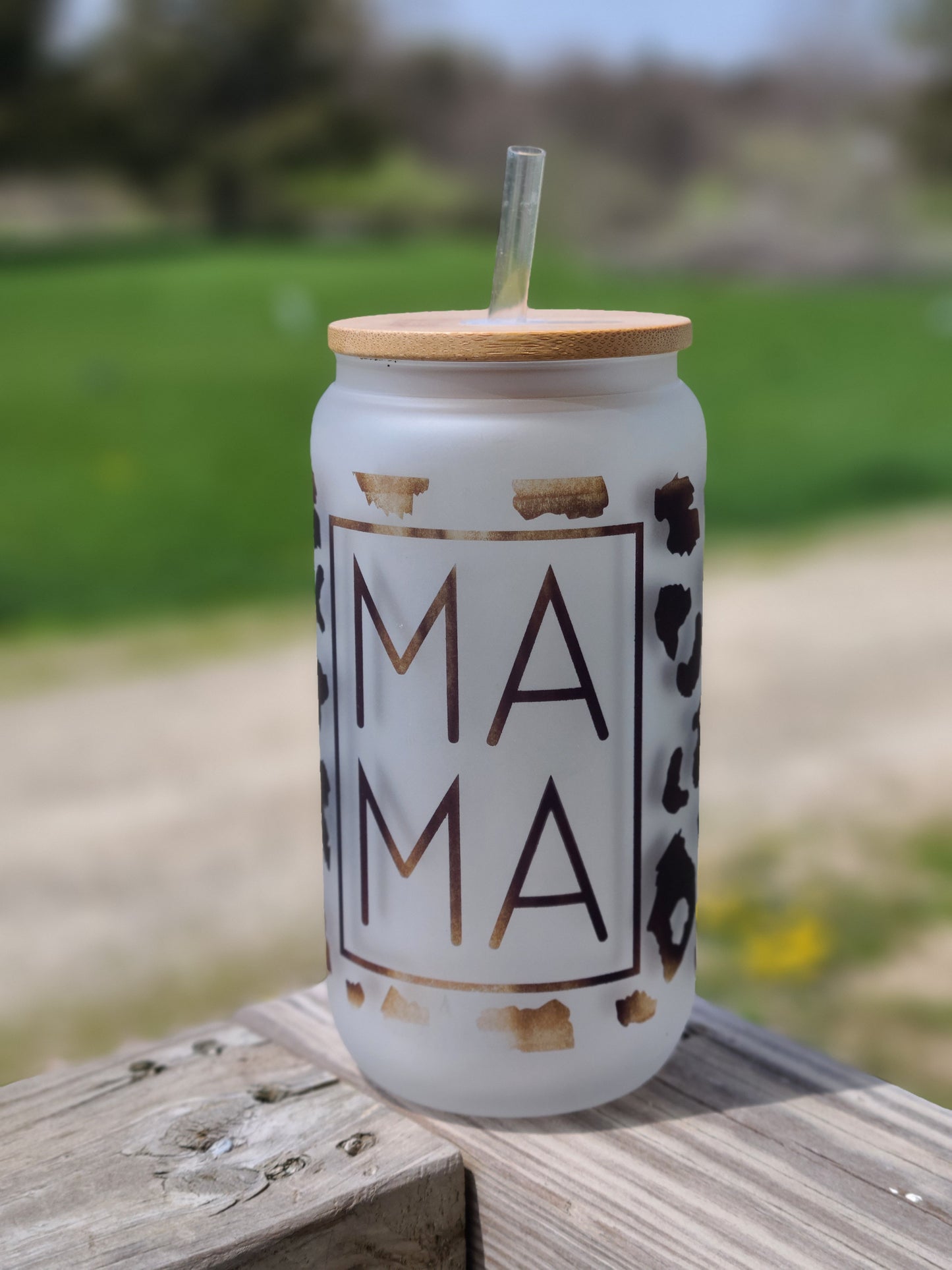 Mama Cheetah Glass Cup Tumbler