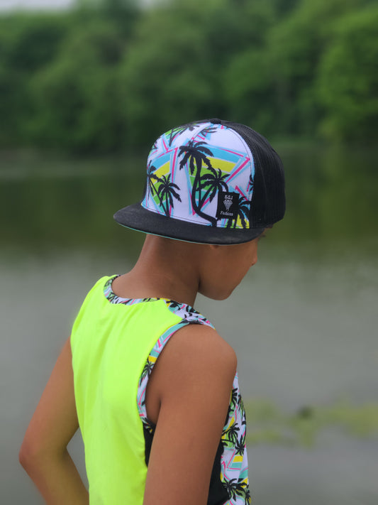 Palm Tree Trucker Snapback Hat RTS Summer