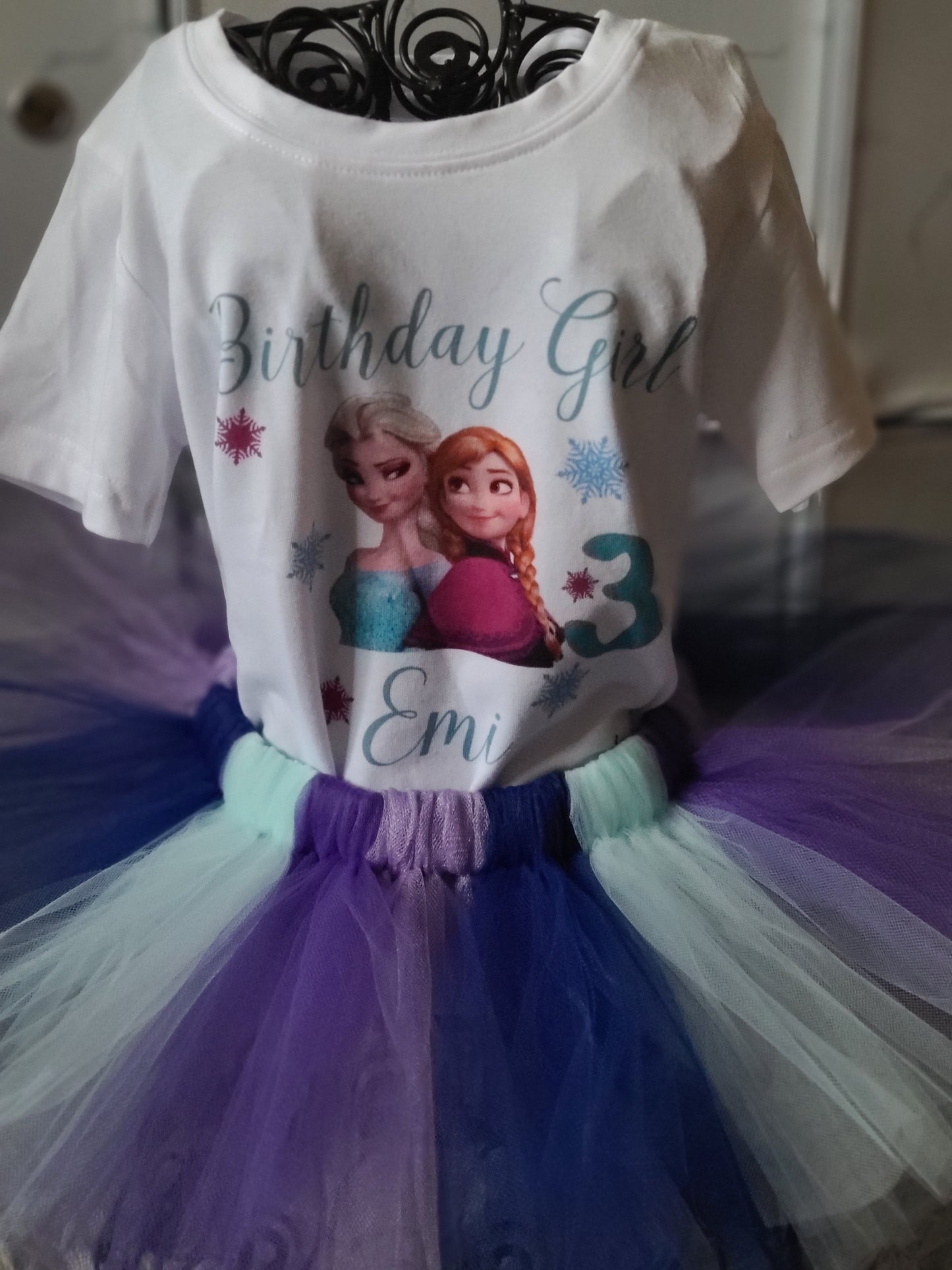 Personalized Frozen Elsa Anna Birthday Tutu Outfit