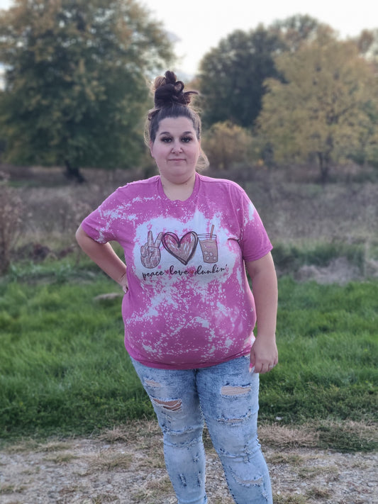 Peace Love Dunkin Adult Ladies Shirt Girls Shirt