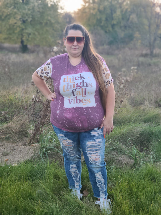 Thick Thighs Fall Vibes Ladies Shirt Girls Shirt