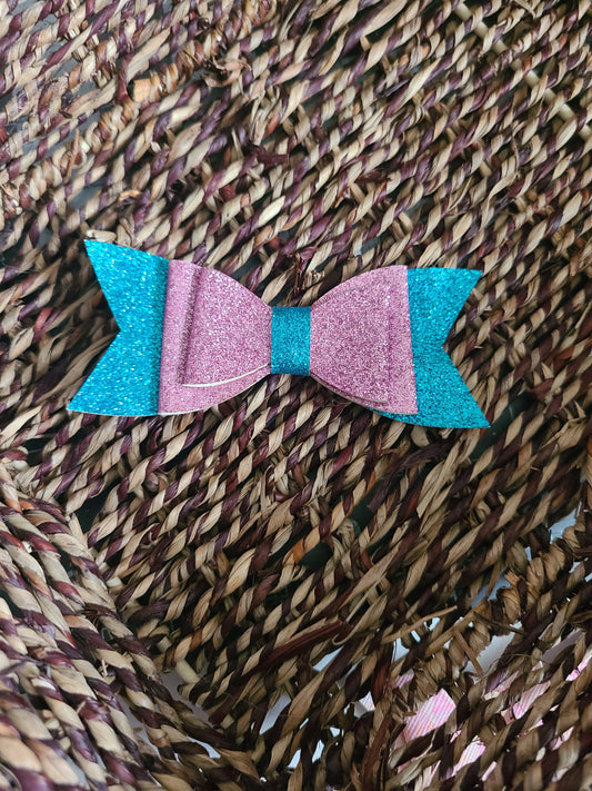 Blue and Pink Glitter Bow RTS