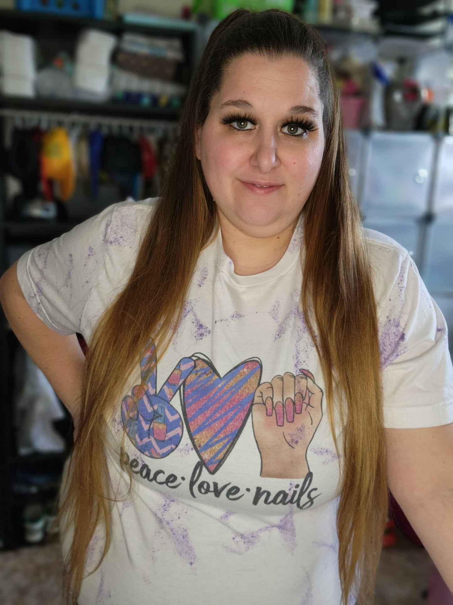Peace Love Nails Ladies Shirt Girls Shirt