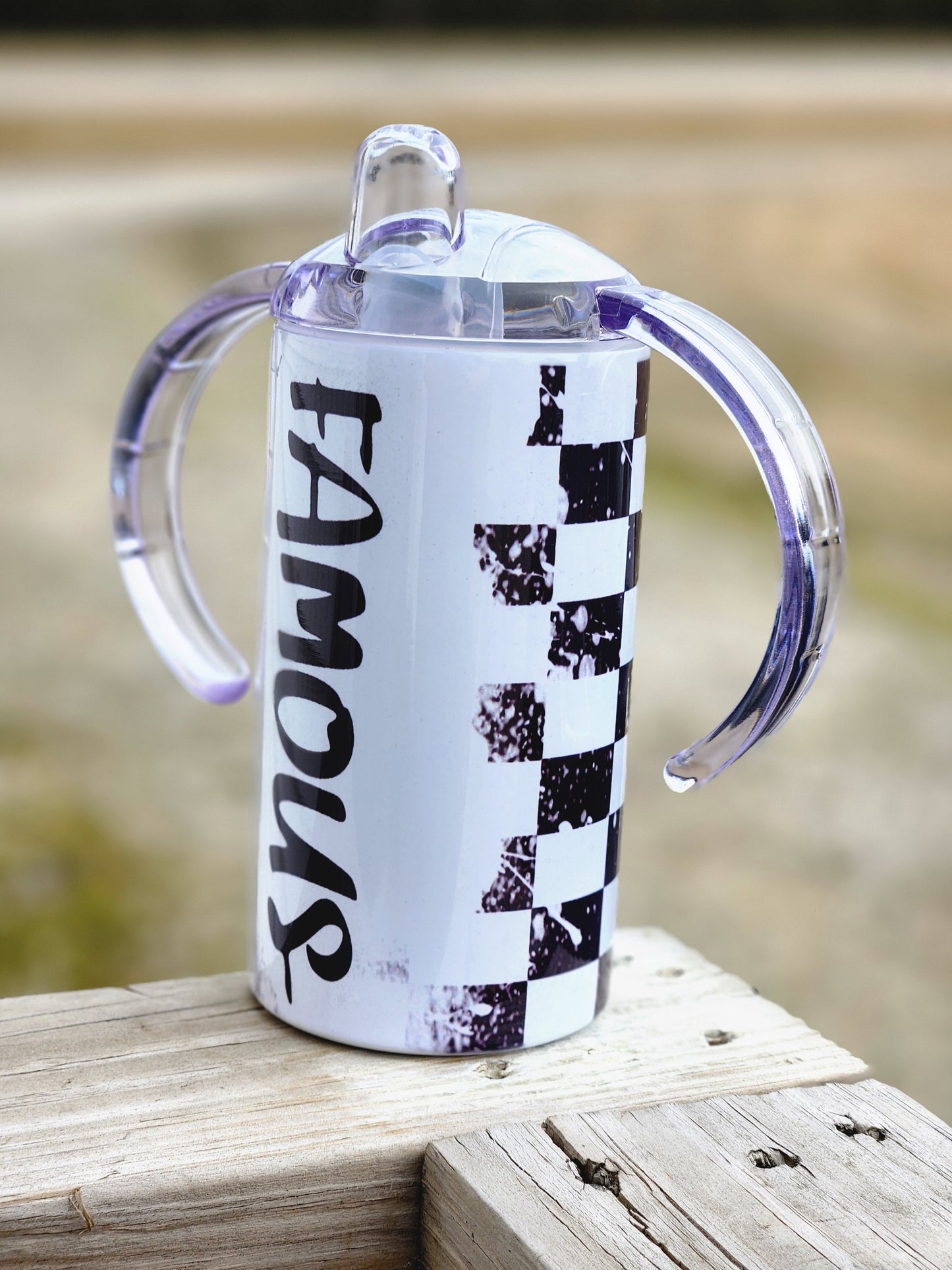 Checker Name Tumbler Mug Sippy Cup Bottle