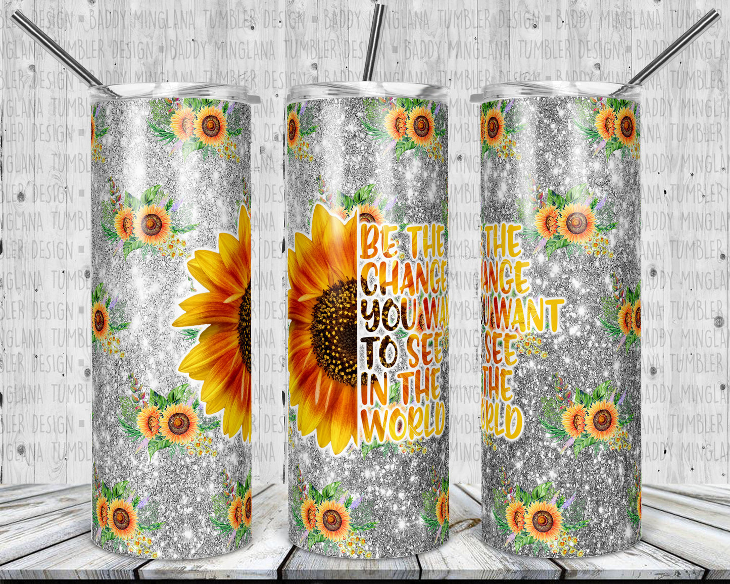 Be The Change You Want Sunflower Tumbler Mug