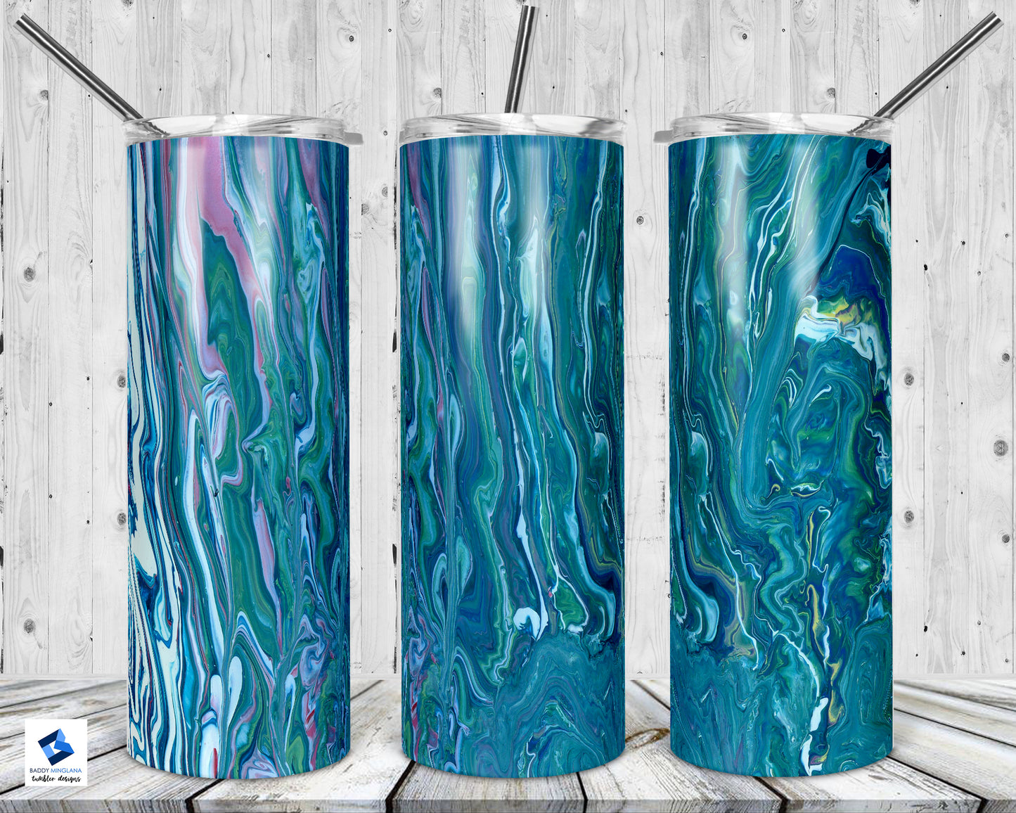 Aqua Watercolor Tumbler Mug Sippy Cup Bottle