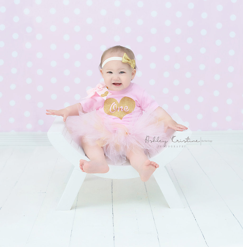 One Pink Gold Birthday Tutu Outfit